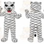 White Tiger Mascot Costume with Custom Logo