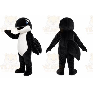 Black Whale Mascot Costume with Custom Logo