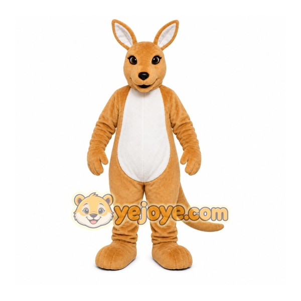 Brown Kangaroo Mascot Costume with Custom Logo