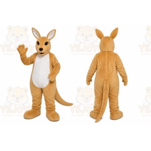 Brown Kangaroo Mascot Costume with Custom Logo