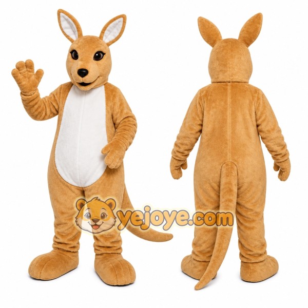 Brown Kangaroo Mascot Costume with Custom Logo