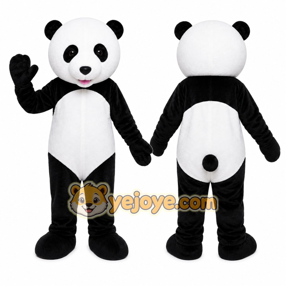 Black Panda Mascot Costume with Custom Logo Black Panda Mascot Costume with Custom Logo
