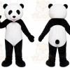 Black Panda Mascot Costume with Custom Logo