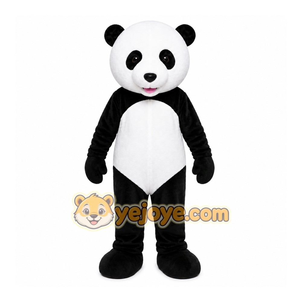 Black Panda Mascot Costume with Custom Logo Black Panda Mascot Costume with Custom Logo