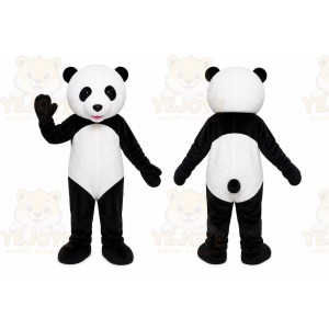 Black Panda Mascot Costume with Custom Logo