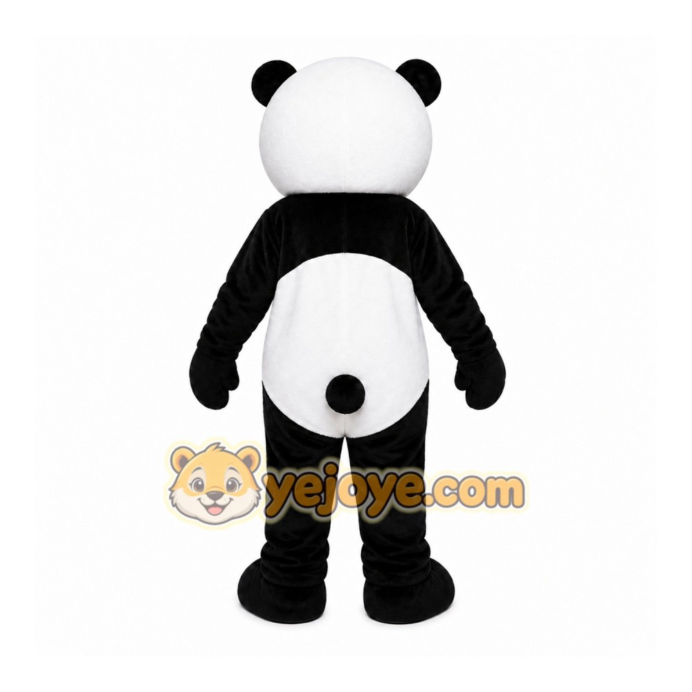 Black Panda Mascot Costume with Custom Logo Black Panda Mascot Costume with Custom Logo