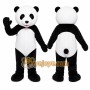 Black Panda Mascot Costume with Custom Logo