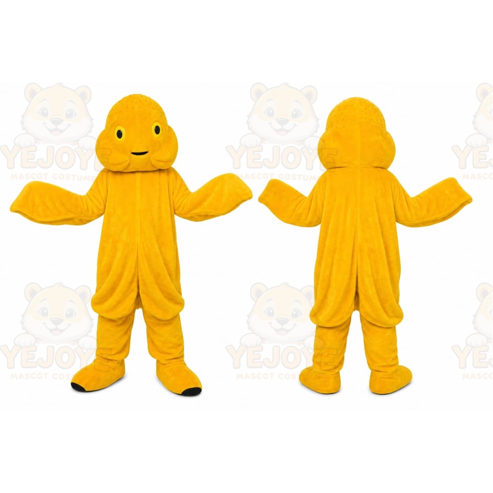 Yellow Octopus Mascot Costume with Custom Logo