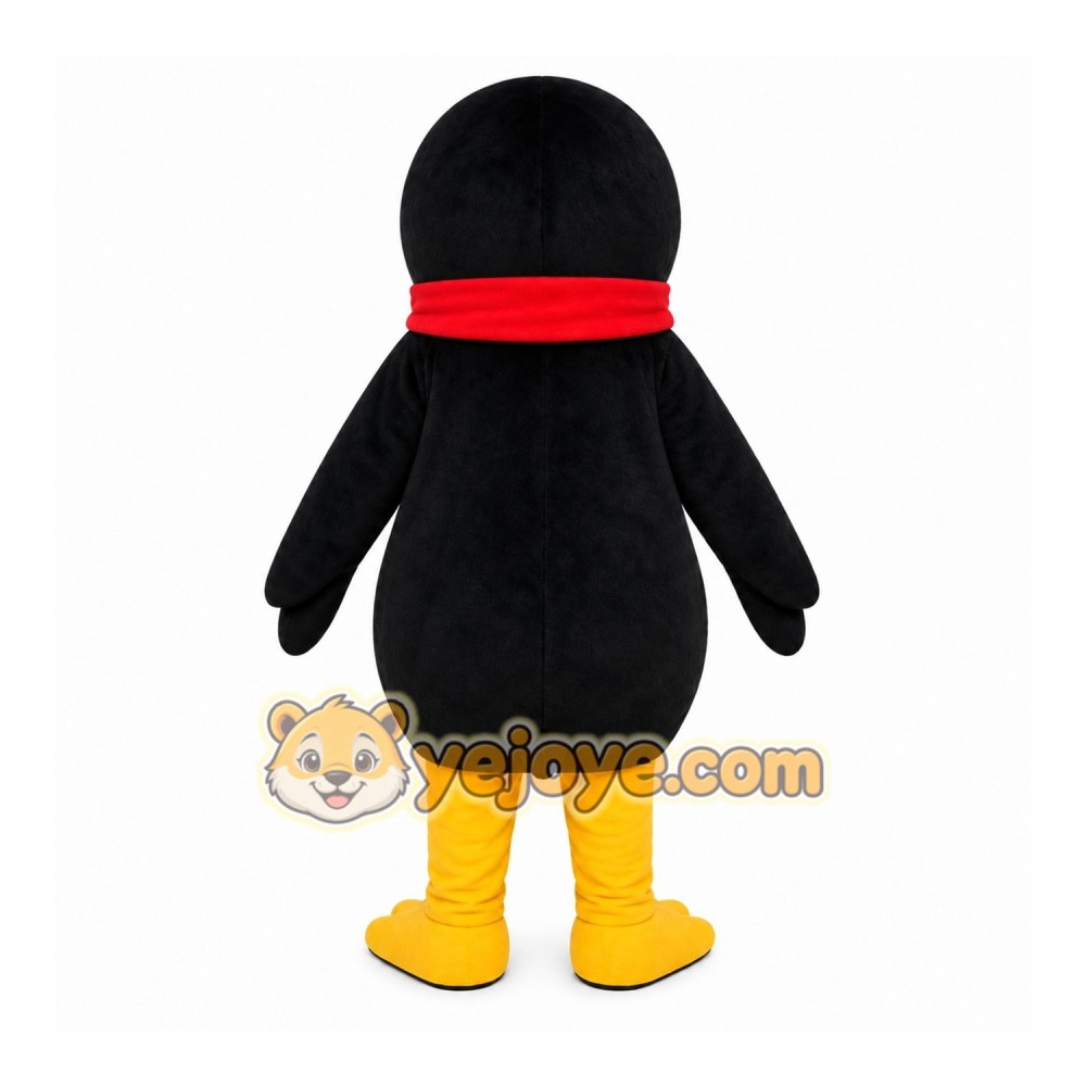 Black Penguin Mascot Costume with Custom Logo