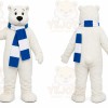 White Bear Mascot Costume with Custom Logo