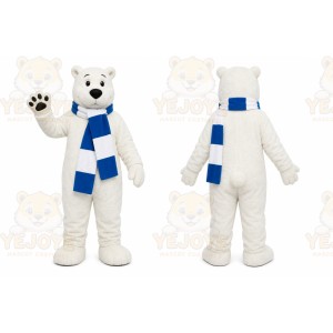 White Bear Mascot Costume with Custom Logo