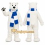 White Bear Mascot Costume with Custom Logo
