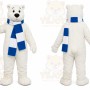 White Bear Mascot Costume with Custom Logo