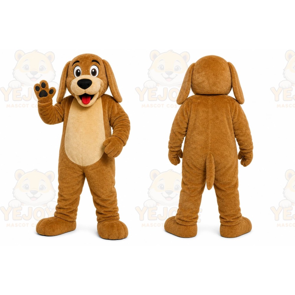 Brown Dog Mascot Costume with Custom Logo