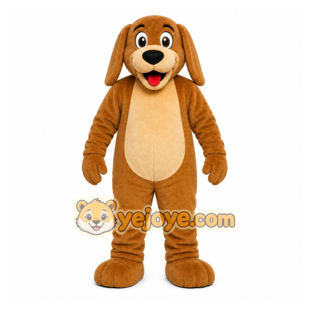 Brown Dog Mascot Costume with Custom Logo