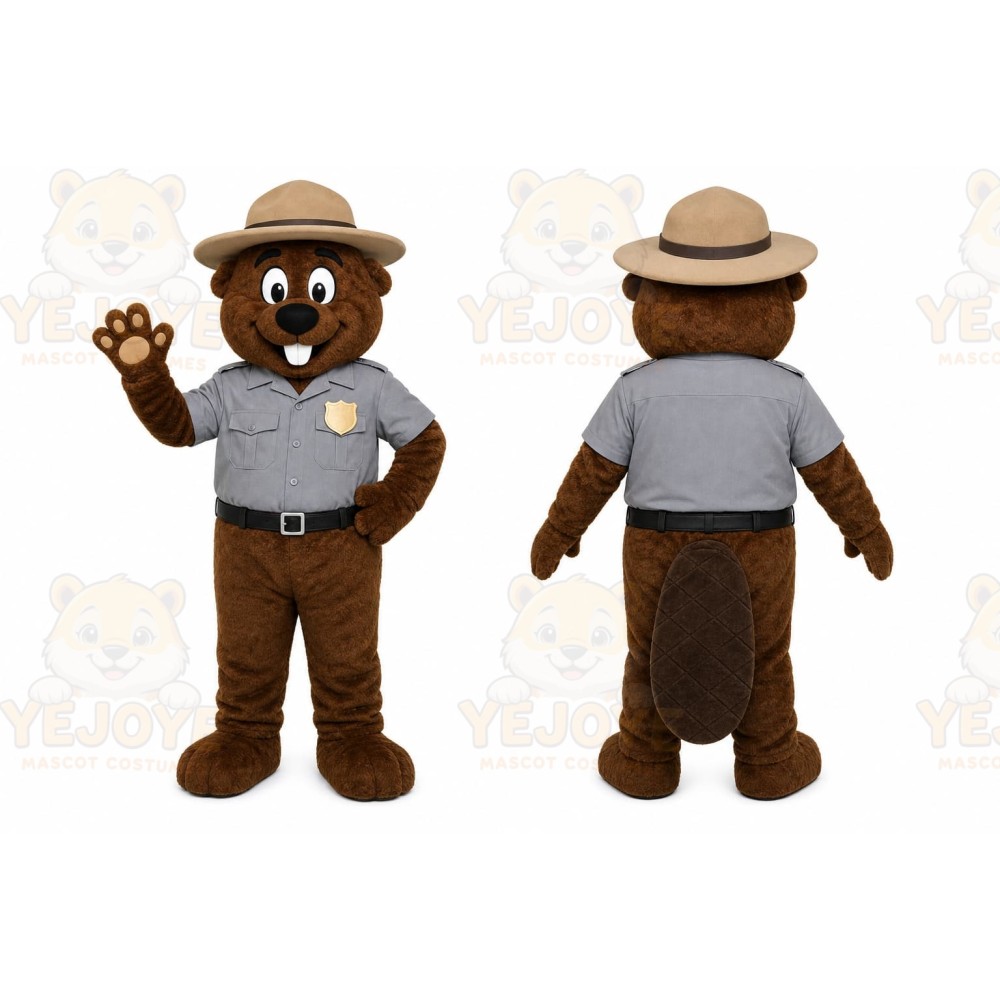 Brown Beaver Mascot Costume with Custom Logo
