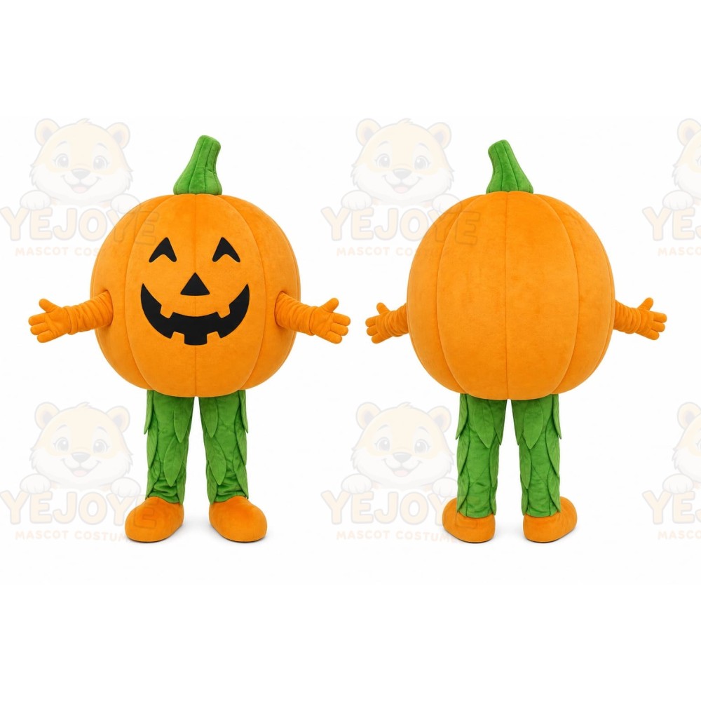 Orange Pumpkin Mascot Costume with Custom Logo