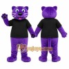 Purple Cougar Mascot Costume with Custom Logo
