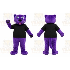 Purple Cougar Mascot Costume with Custom Logo
