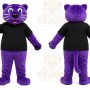 Purple Cougar Mascot Costume with Custom Logo