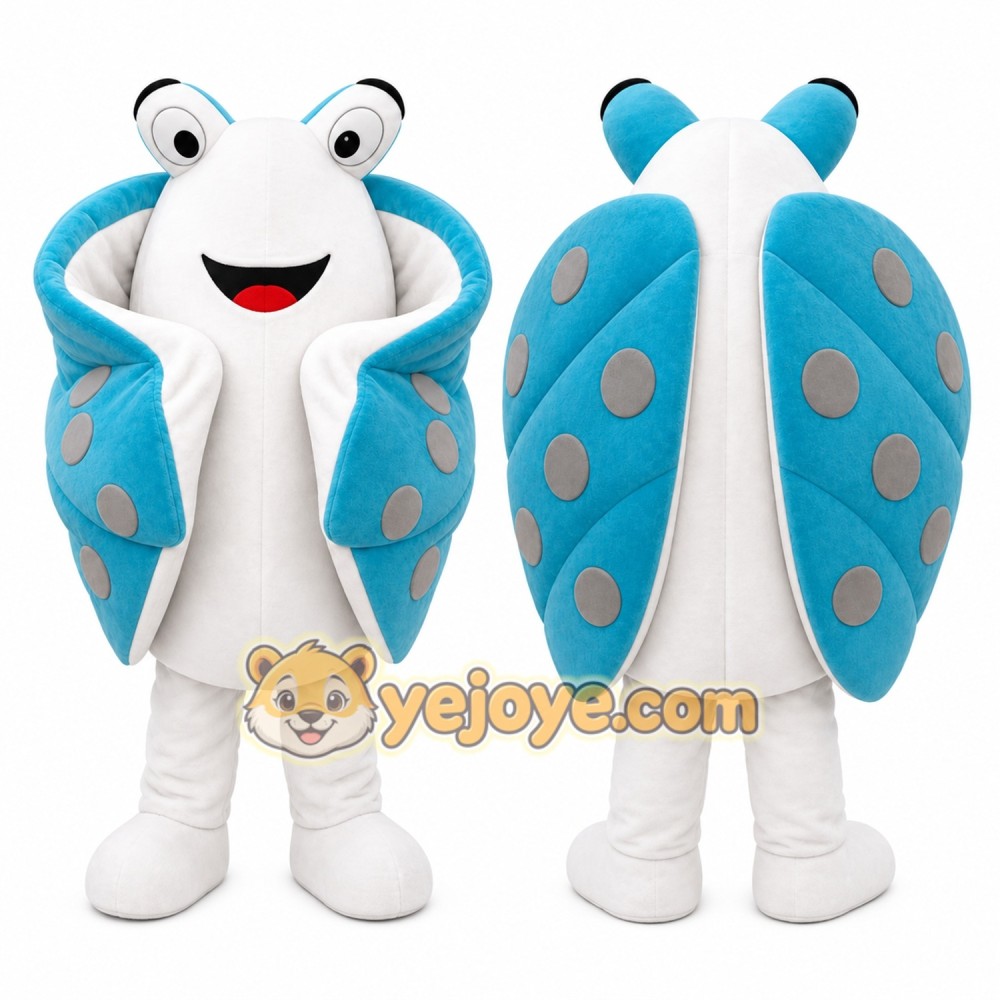 Blue Ladybug Mascot Costume with Custom Logo Blue Ladybug Mascot Costume with Custom Logo