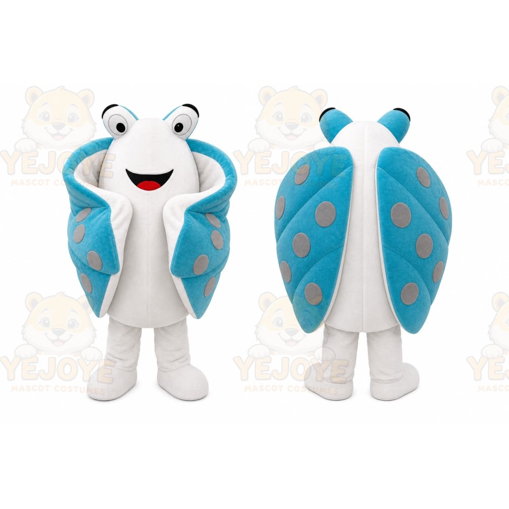Blue Ladybug Mascot Costume with Custom Logo