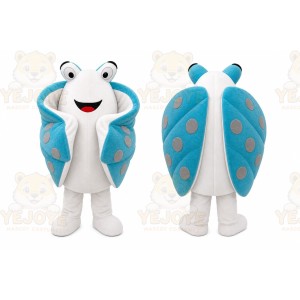 Blue Ladybug Mascot Costume with Custom Logo