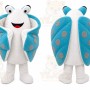 Blue Ladybug Mascot Costume with Custom Logo