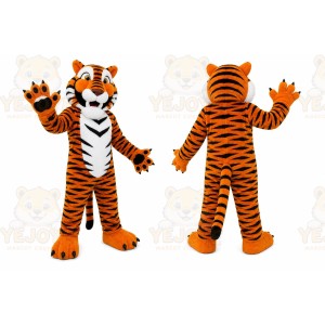Orange Tiger Mascot Costume with Custom Logo