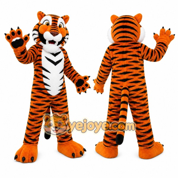 Orange Tiger Mascot Costume with Custom Logo