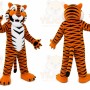 Orange Tiger Mascot Costume with Custom Logo