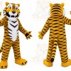 Yellow Tiger Mascot Costume with Custom Logo