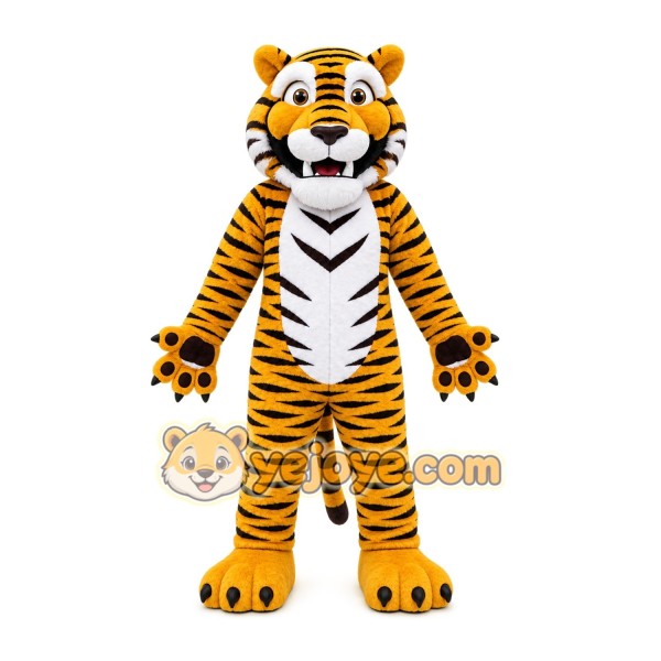 Yellow Tiger Mascot Costume with Custom Logo