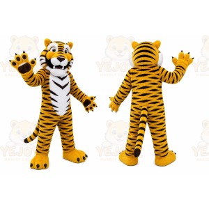 Yellow Tiger Mascot Costume with Custom Logo