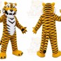Yellow Tiger Mascot Costume with Custom Logo
