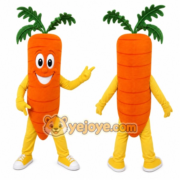 Orange Carrot Mascot Costume with Custom Logo