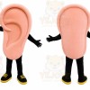 Pink Ear Mascot Costume with Custom Logo
