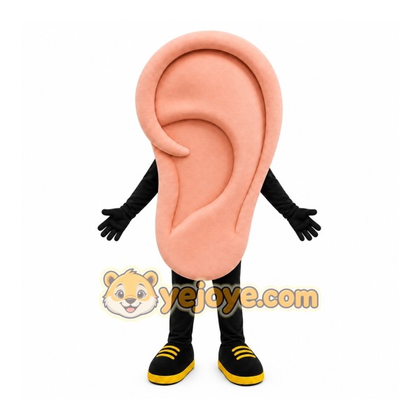 Pink Ear Mascot Costume with Custom Logo