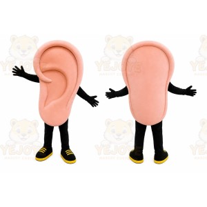 Pink Ear Mascot Costume with Custom Logo