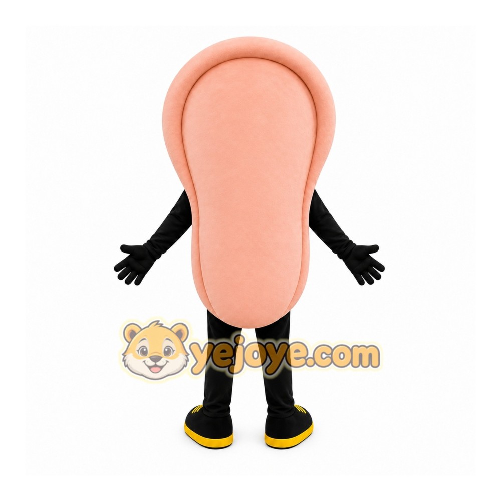 Pink Ear Mascot Costume with Custom Logo
