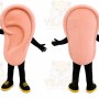Pink Ear Mascot Costume with Custom Logo