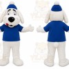 White Dog Mascot Costume with Custom Logo