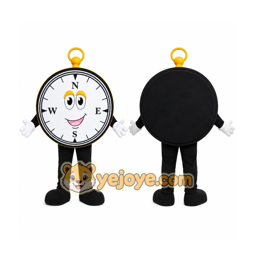Black Compass Mascot Costume with Custom Logo Black Compass Mascot Costume with Custom Logo