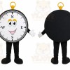 Black Compass Mascot Costume with Custom Logo