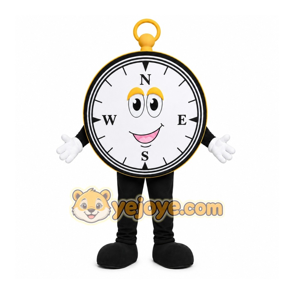 Black Compass Mascot Costume with Custom Logo Black Compass Mascot Costume with Custom Logo