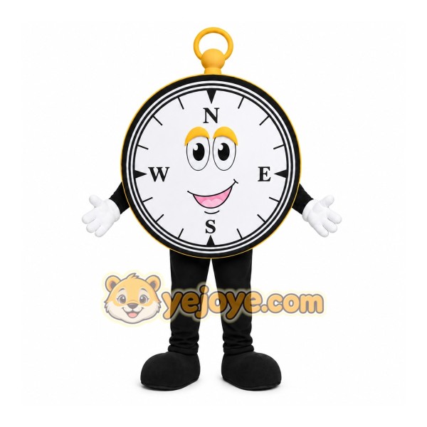 Black Compass Mascot Costume with Custom Logo