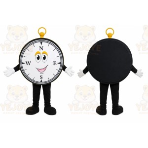 Black Compass Mascot Costume with Custom Logo