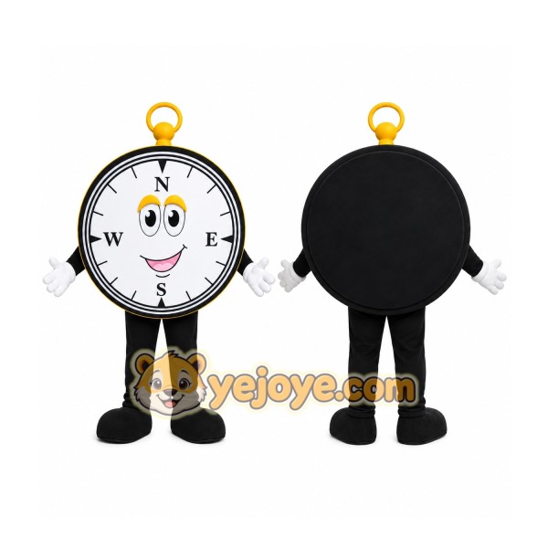 Black Compass Mascot Costume with Custom Logo