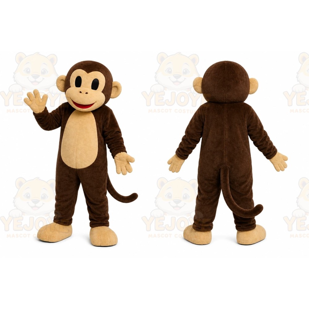 Brown Monkey Mascot Costume with Custom Logo