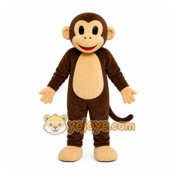 Brown Monkey Mascot Costume with Custom Logo Brown Monkey Mascot Costume with Custom Logo